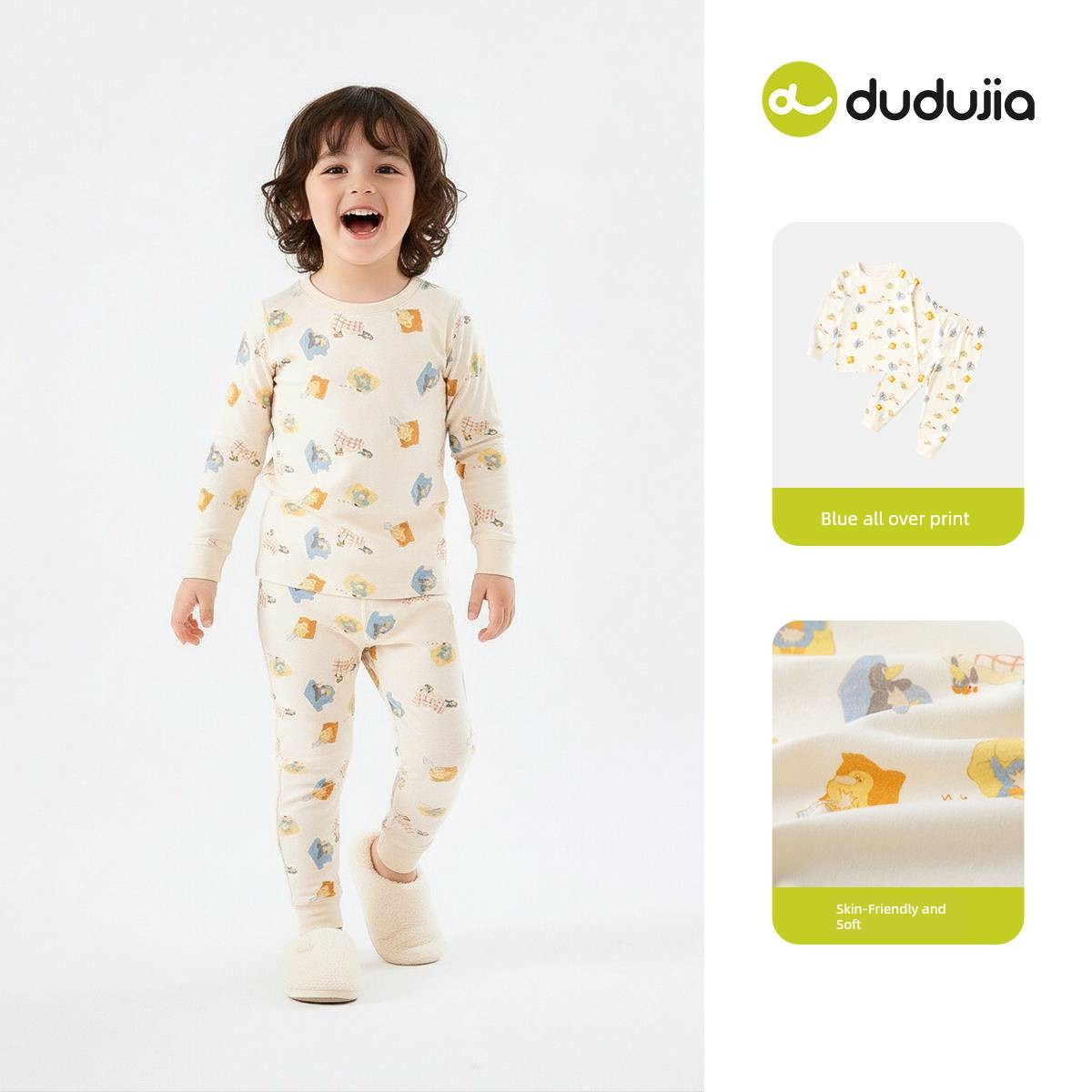 Dudu's Boys' Autumn Clothing Set, Children's Pajamas, Autumn Girls' Pure Cotton Underwear Set, Baby Warm Clothing for Young Children — 2