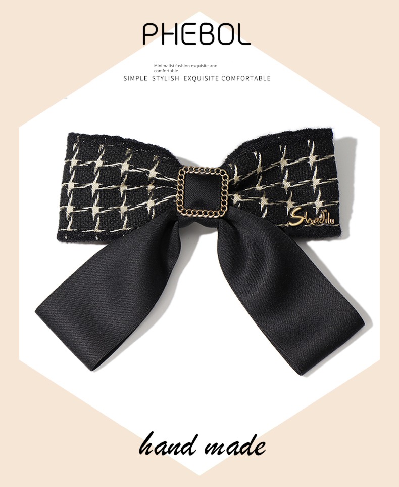 Little fragrance Autumn and winter new pattern Top clamp Hair clip bow