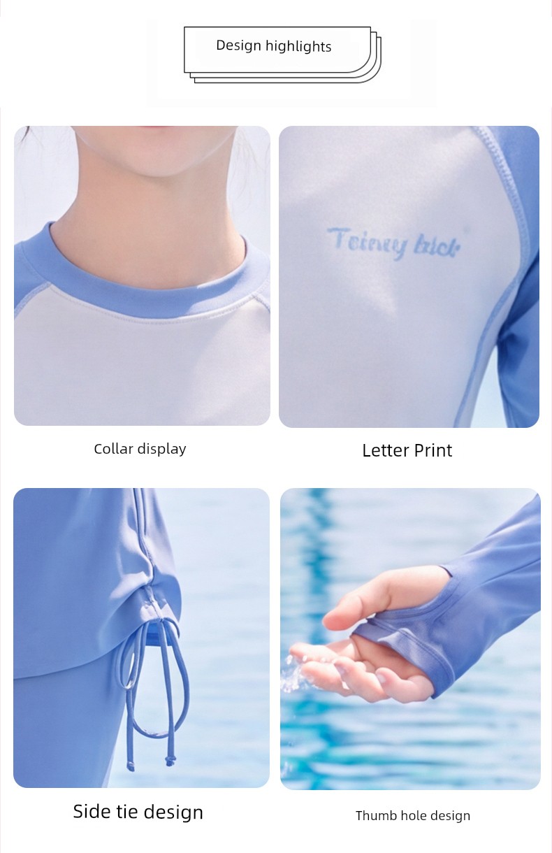 Girls' Swimsuit 2026 New Style Kidsren's Long-Sleeved Sun Protection Swimsuit Summer Girls' High-Looking Sports Swimsuit Two-Piece Set — 7