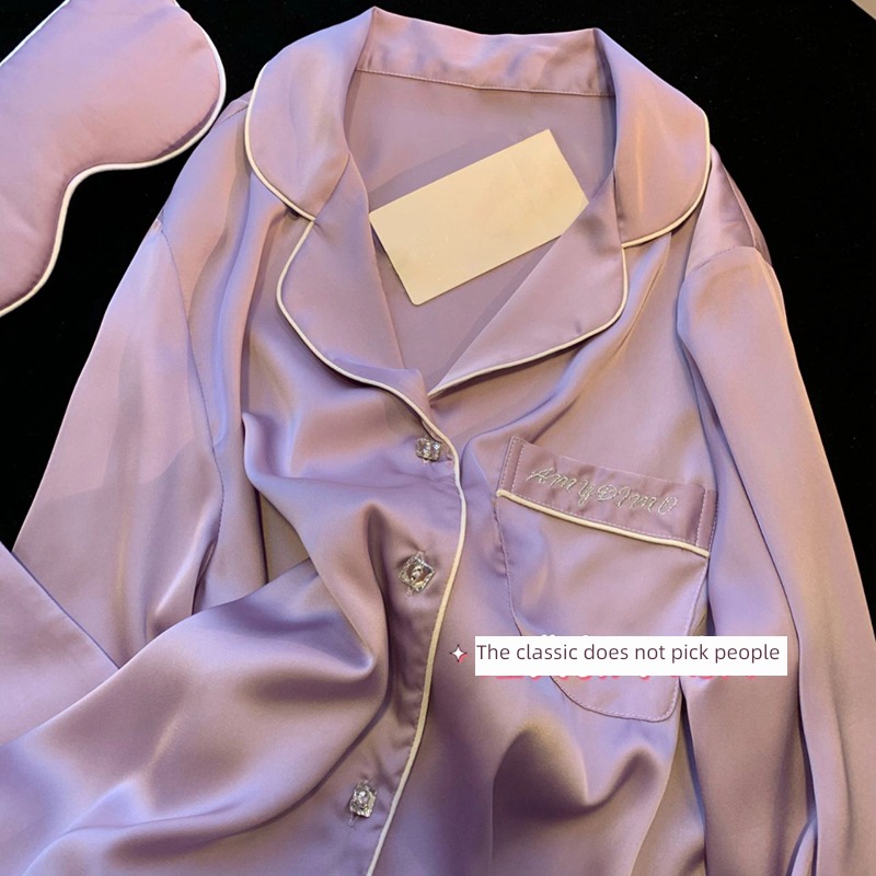 summer female Ins wind Advanced sense purple silk pajamas