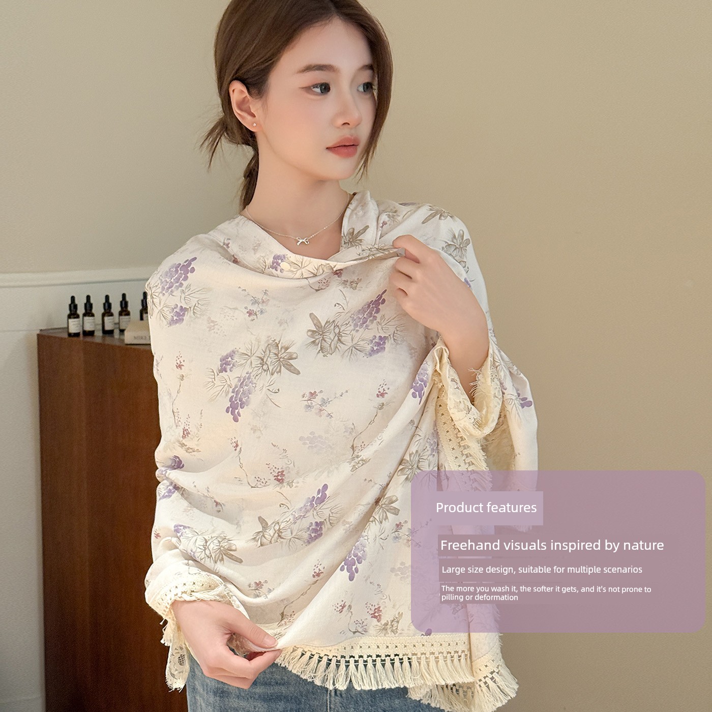 Jq Jingqi Bamboo Fiber Maternity Shawl Long Postpartum Cotton Cape Windproof and Cold-Proof Nursing Shoulder Cover for Pregnant Women in Air-Conditioned — 3