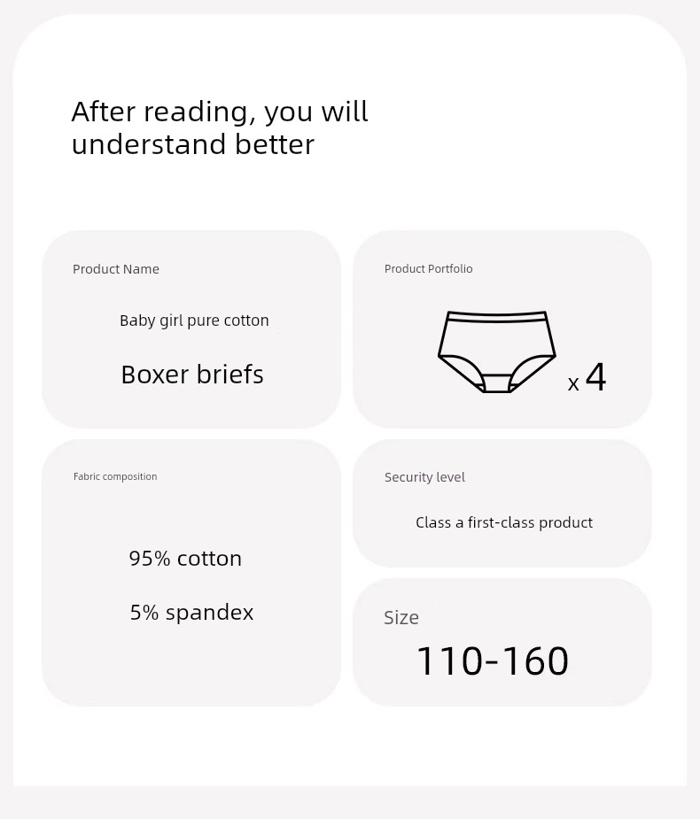 100% Cotton Baby and Children's Underwear, Girls' Boxer Shorts, Pure Cotton, Summer Thin Style, Baby-Friendly, Does Not Pinch the Bottom — 8