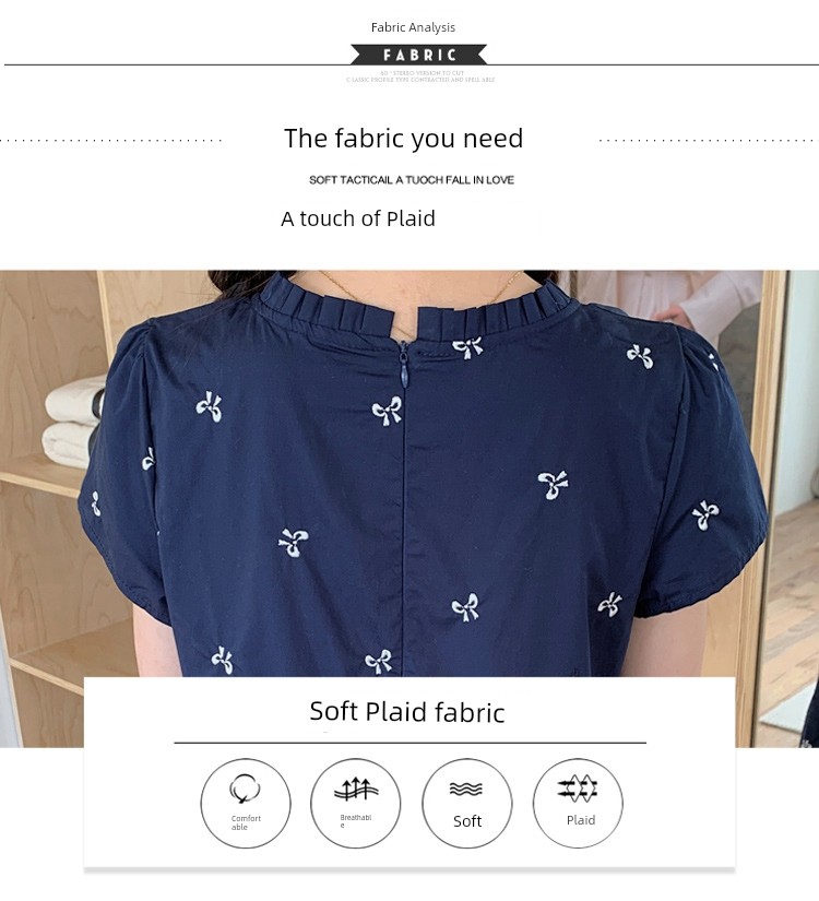 Maternity Wear Summer Loose-Fitting Age-Reducing Embroidered Dress 2026 New Style Petite High-Waisted Slimming Mid-Length Dress — 8