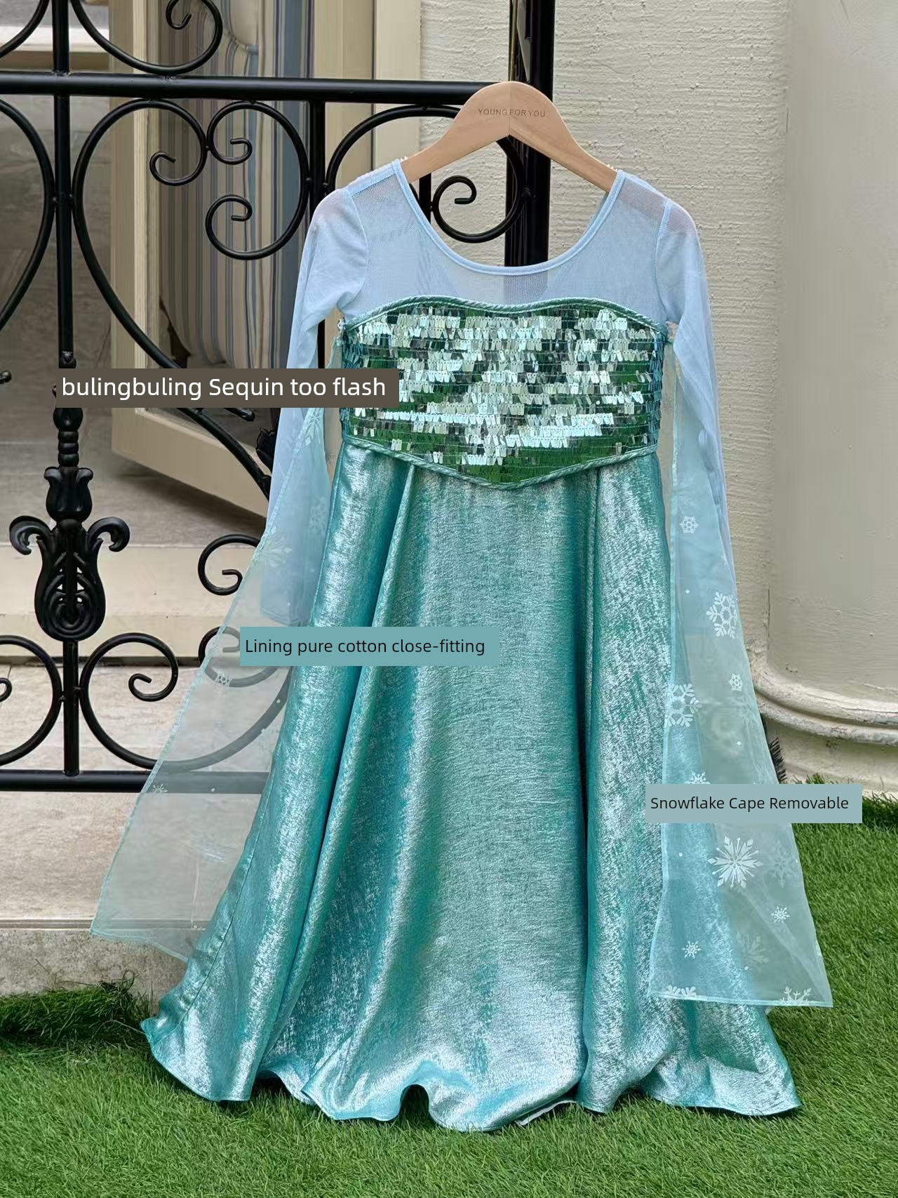 YFY Classic Gift! Princess Elsa Girl Dress Mesh Snowflake Frozen Birthday Dress Super Fairy — 6