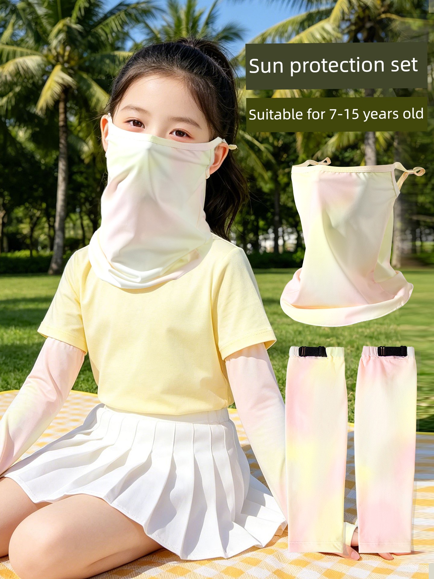 Children's Sun Protection Mask for Girls, Summer Uv Protection Neck Guard, Face Mask for Boys and Girls, Ice Silk Mask, Sun Protection Sleeves