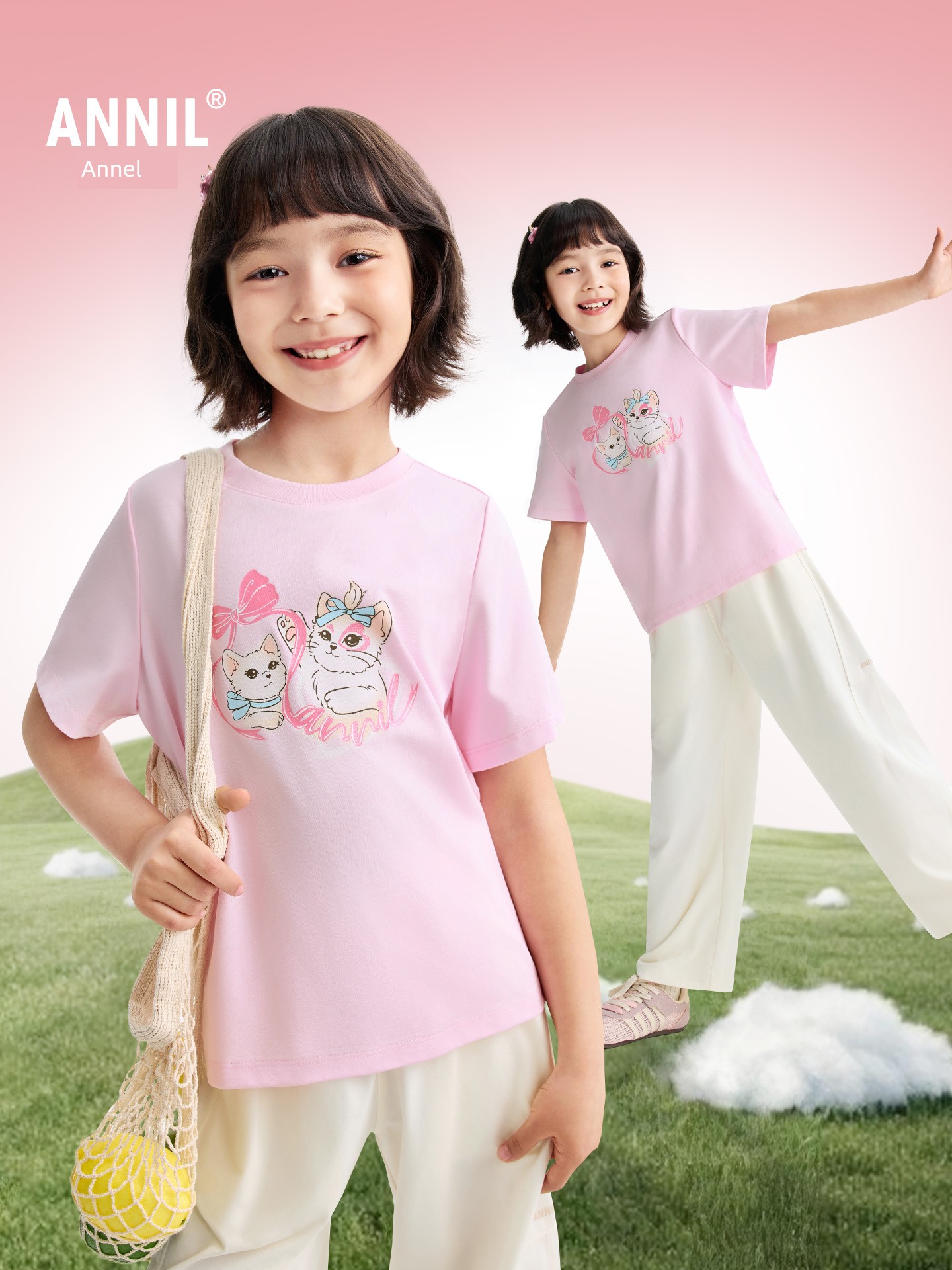 [All-Cotton Quick-Drying T-Shirt] Anai Kidsren's Clothing Girls' Round Neck Short-Sleeved T-Shirt 2026 Summer New Style Sports Casual Breathable