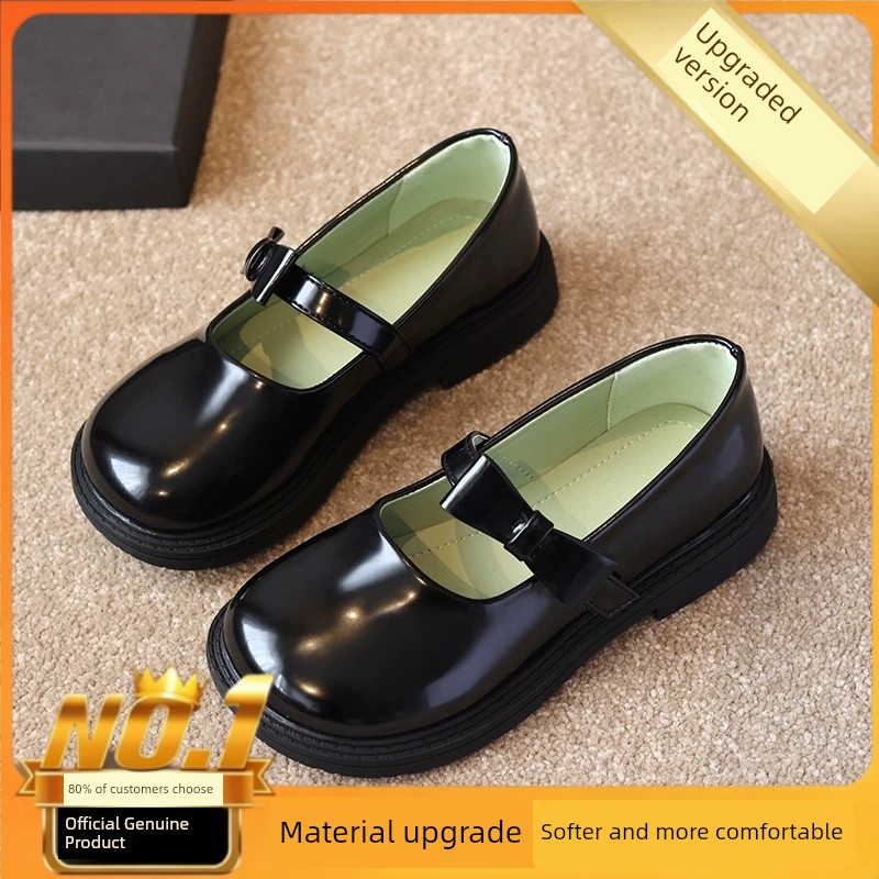 Black Leather Shoes for Girls, College Style, Suitable for Skirts, British Style, Versatile, Comfortable, Round Toe, 2026 New Model, Women's Summer Style — 3