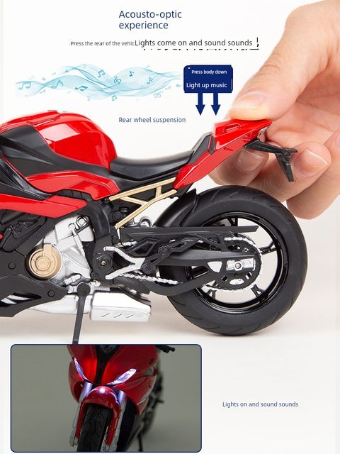 Motorcycle toy model Bao motorcycle horse gift box sound and light ornament alloy simulation children boy birthday gift