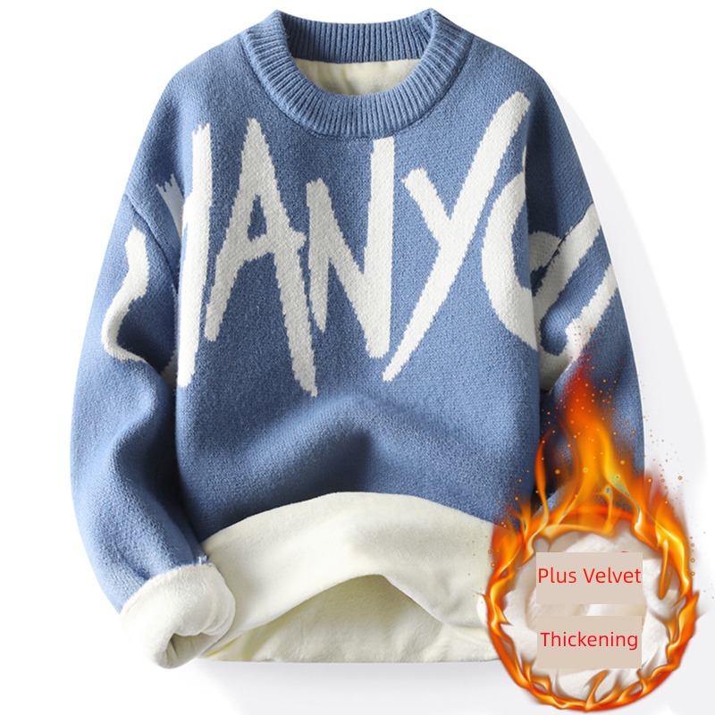 Plush Korean version trend Round neck easy keep warm sweater