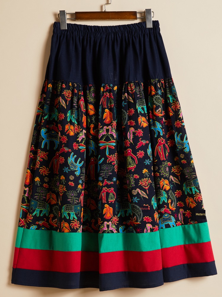 Big swing flax Medium and long term ethnic style Half body square dancing