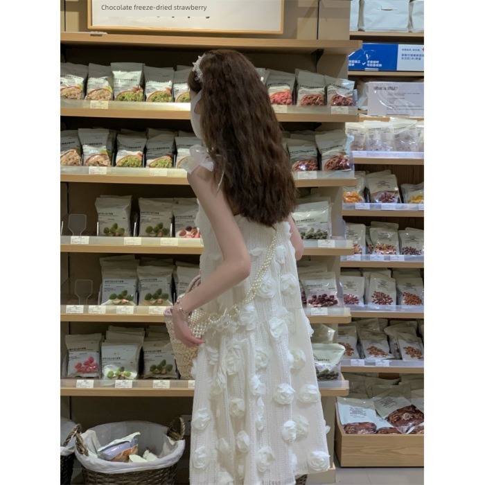 camisole Dress summer pure desire three-dimensional rose