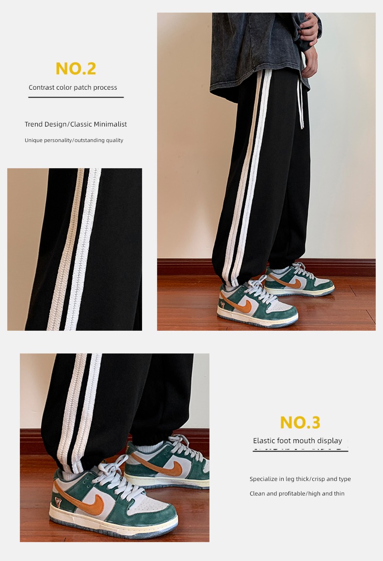 Plush Men's style Autumn and winter leisure time easy Tie one's feet trousers