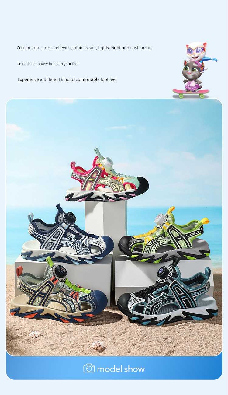 Tom Sports Sandals 2026 New Summer Children's Sandals Non-Slip Beach Shoes Boys Closed-Toe Lightweight for Older Children — 7