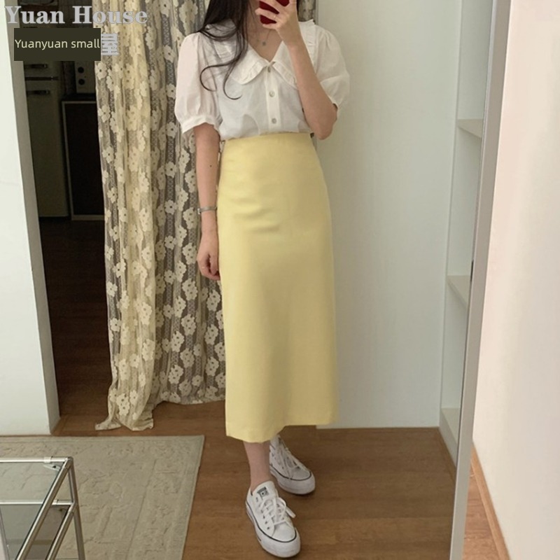 Foreign style Sweet Age reduction High waist Show thin white shirt