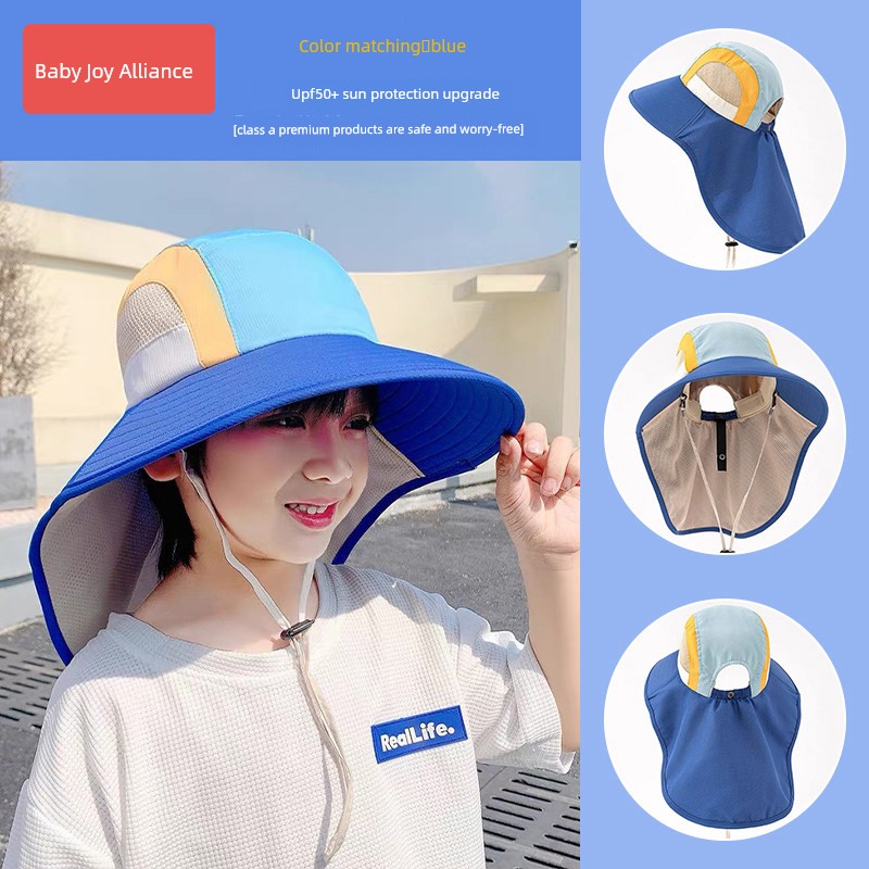 Children's Sun Protection Hat, Girls' Sun Hat, Boys' Sun Hat, Beach and Seaside Uv Protection Hat with Large Brim — 3