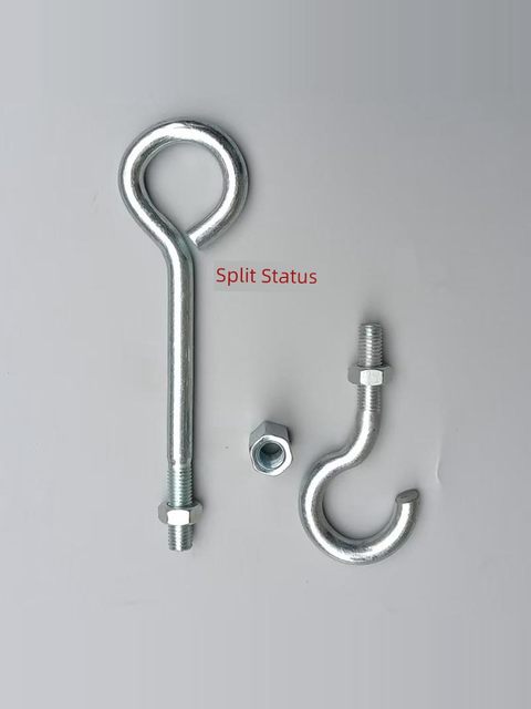 Solid iron hook lengthened thick hook large hook clothes rack extension rod strong load-bearing hook pull loop galvanized screw rod