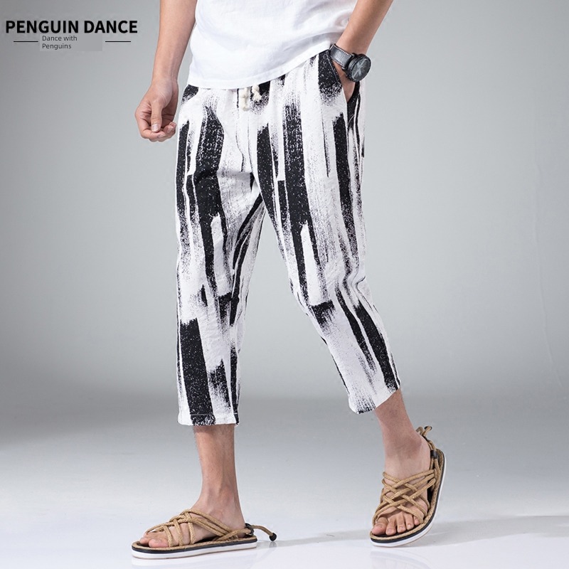 tide man Thin money easy summer Korean version Cropped Trousers