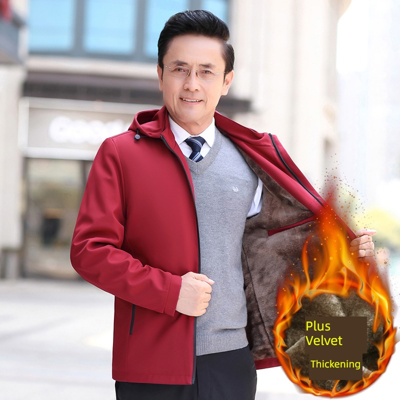 Detachable Hat Autumn and winter Dad Costume Jacket loose coat