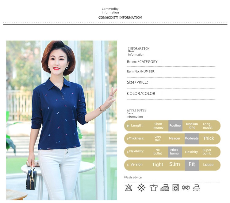 ma'am printing Autumn  Collar Undershirt Long sleeve T-shirt