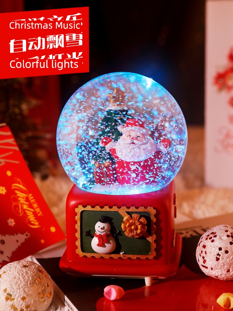 Christmas gift Crystal ball Music box rotate snowflake children girl student birthday Santa Claus Christmas Eve gift