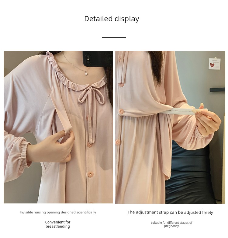 Modal Maternity Pajamas with Chest Pads, Summer Thin Style, Suitable for Postpartum and Breastfeeding Mothers, Spring and Summer Models — 9