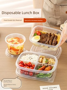 Food Grade Disposable Lunch Box Compartment Lunch Box Microwave Oven Heating Packing Soup Bowl with Lid Household Office