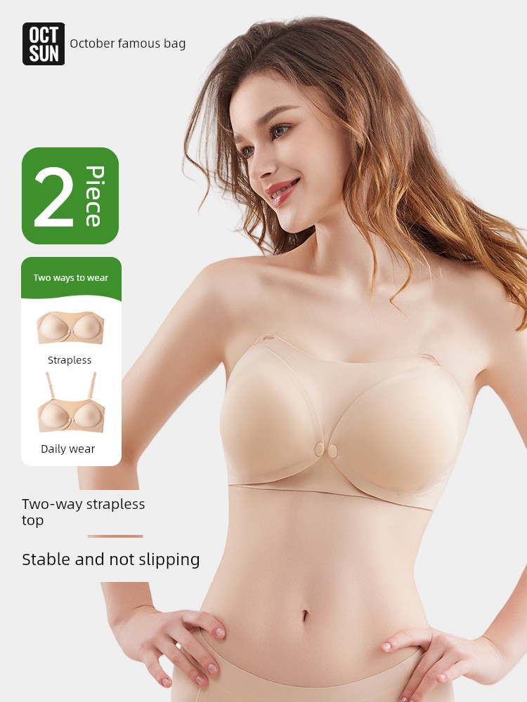 October Fashion Strapless Nursing Bra for Pregnant Women, Invisible Tube Top, Anti-Slip Bra for Pregnancy and Postpartum