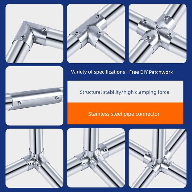 Clothes rod four-way circular pipe connection stainless steel pipe accessories clothes rack shelf joint clothes rack accessories tee
