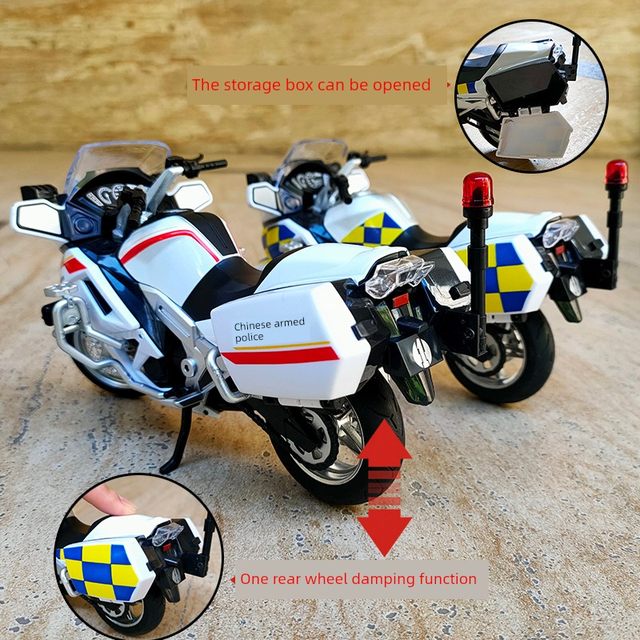 Simulated motorcycle police car model steering shock absorber alloy motorcycle CF650G ornament children's toy armed police car