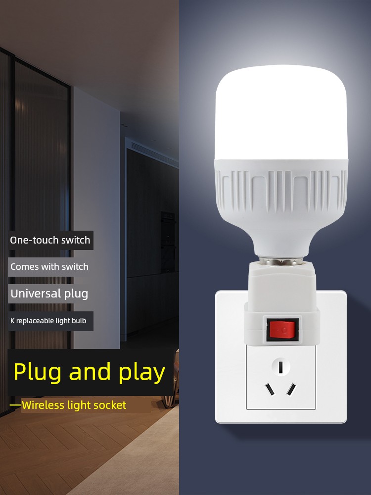 Socket Bulb Direct Plug-in with Switch Plug Lamp Led For Home Super Bright Bedroom Living Room Energy Saving Wall Plug Light