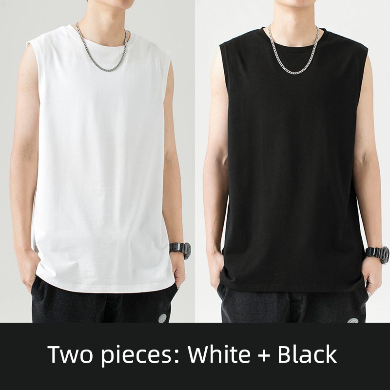 Chaopai summer Bodybuilding clothes white Short sleeve vest