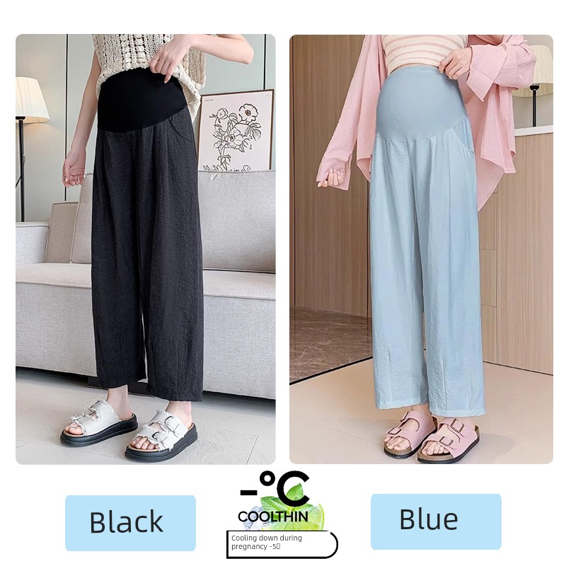 Jq Jingqi Maternity Pants Spring/Summer 2026 New Thin Wide-Leg Pants with Belly Support Long Pants in Cream White Maternity Wear — 5