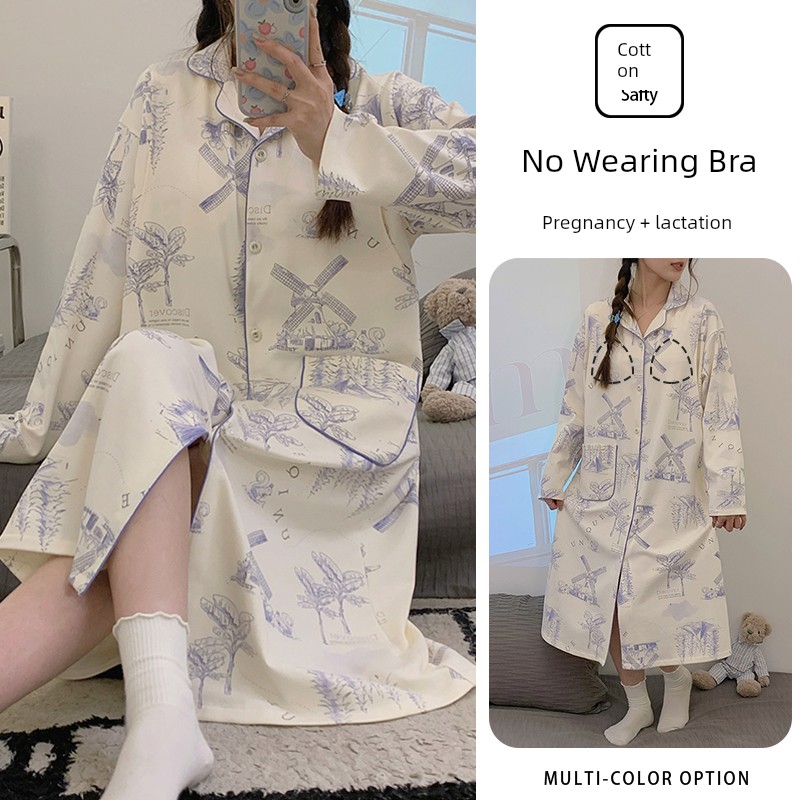 Modal Maternity Pajamas with Chest Pads for Women, Summer Thin Short-Sleeve Nursing Sleepwear for Postpartum Women, Summer Maternity Loungewear — 6