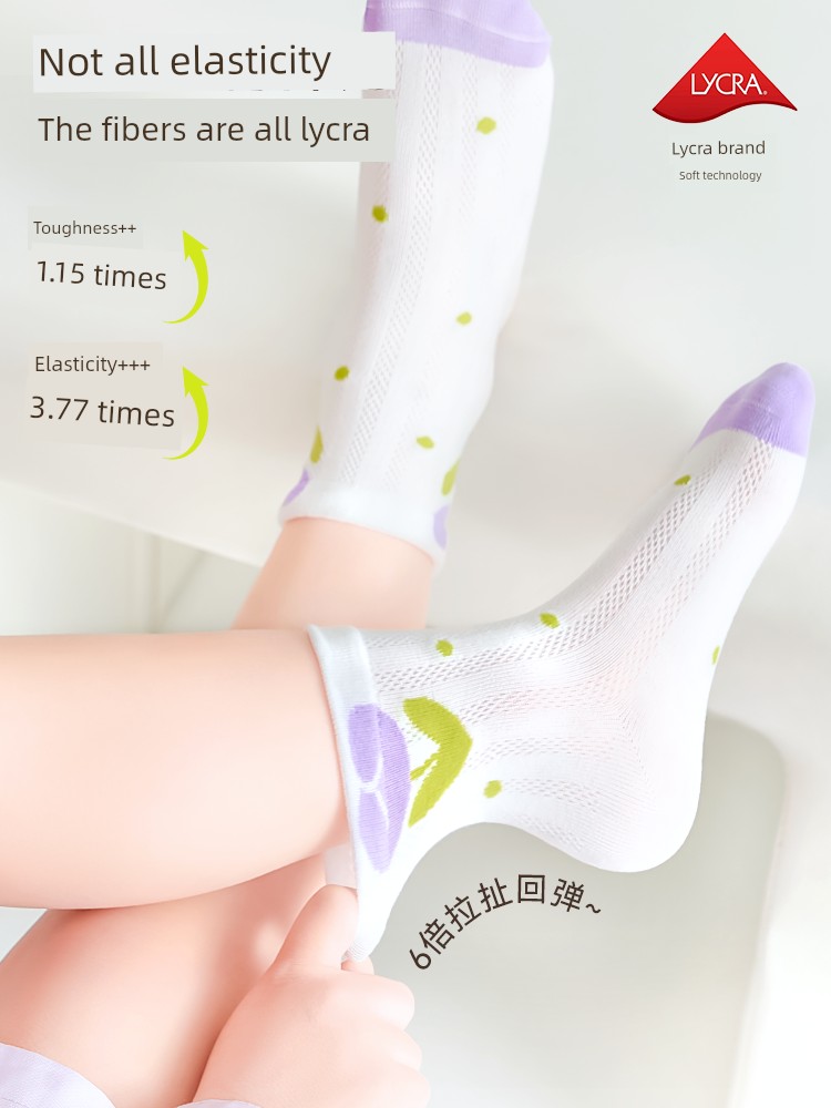 [100% Cotton] Girls' Socks, Summer Thin Pure Cotton Breathable Mesh Socks, Kidsren's Socks for Girls, Autum Baby Socks — 3