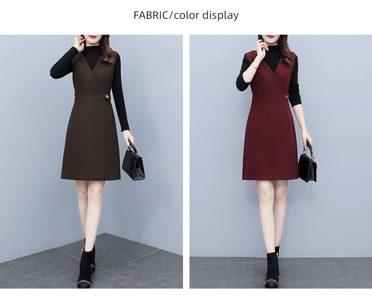 Age reduction Wool Autumn and winter Show thin Vest Dress