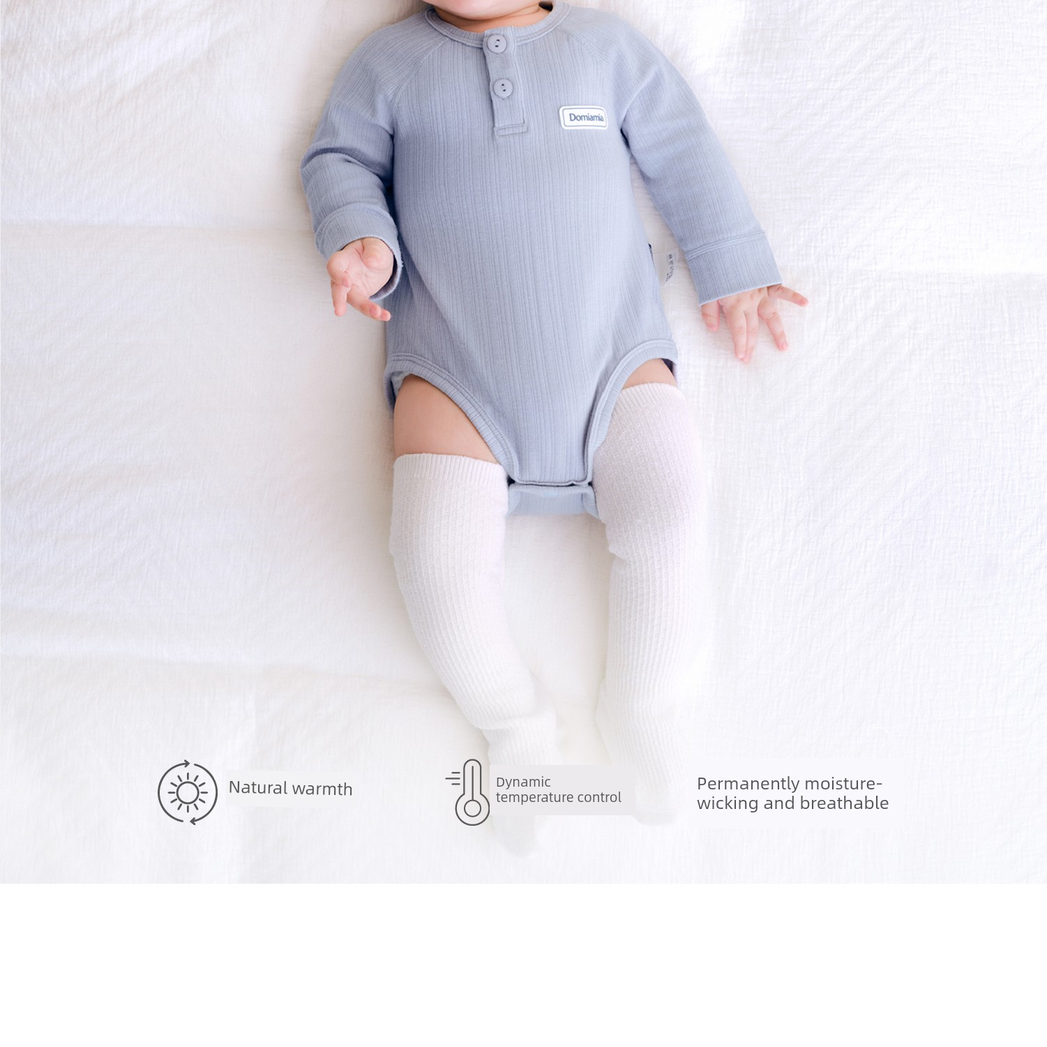 Domiamia Bamboo Soft Baby Wool Romper Newborn Clothes Baby Home Autumn Winter Belly-Protecting Jumpsuit — 7