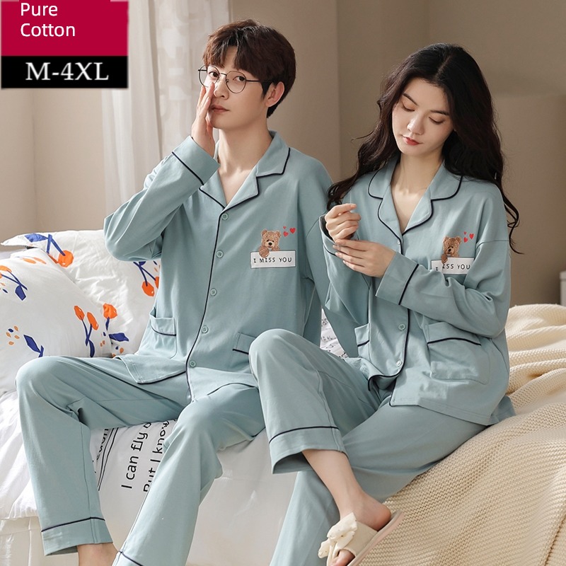 summer female pure cotton ins Winter money Sweet lovers pajamas