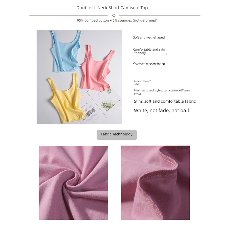 Beautiful back High waist Exposed navel Self-cultivation pure cotton camisole vest