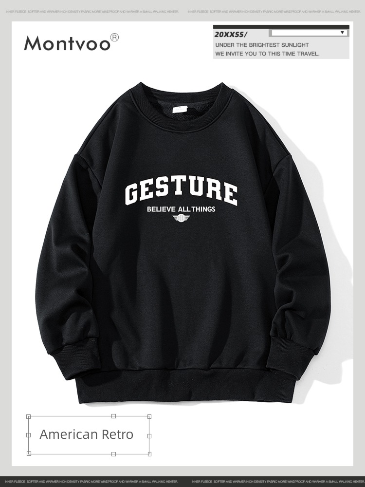 Pounds Retro spring Couple Hooded letter Sweater