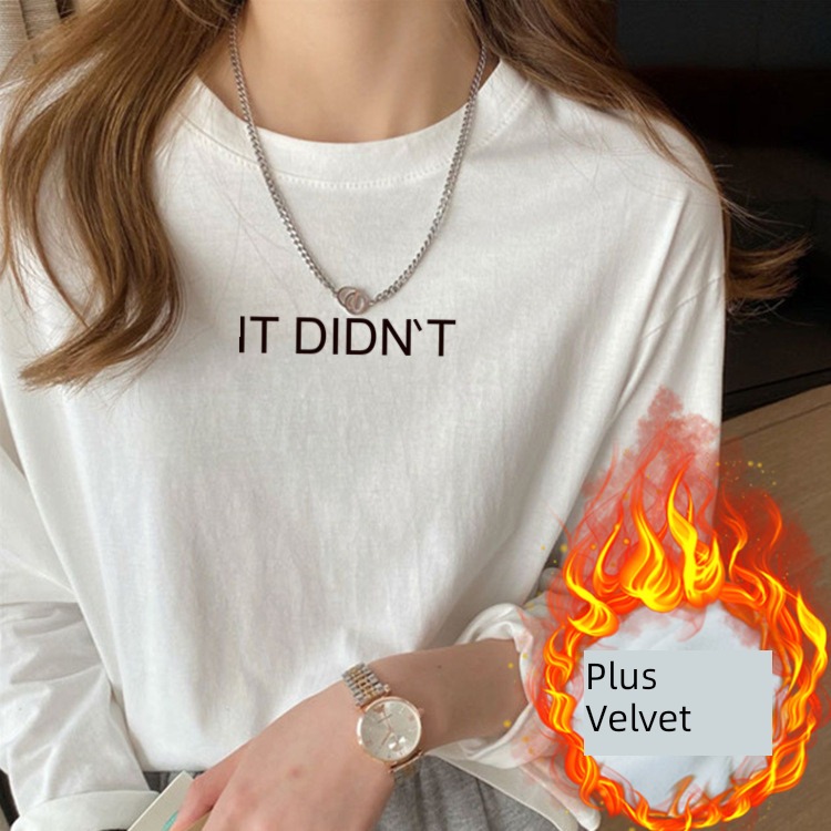 Plush easy Long sleeve T-shirt Foreign style jacket Undershirt