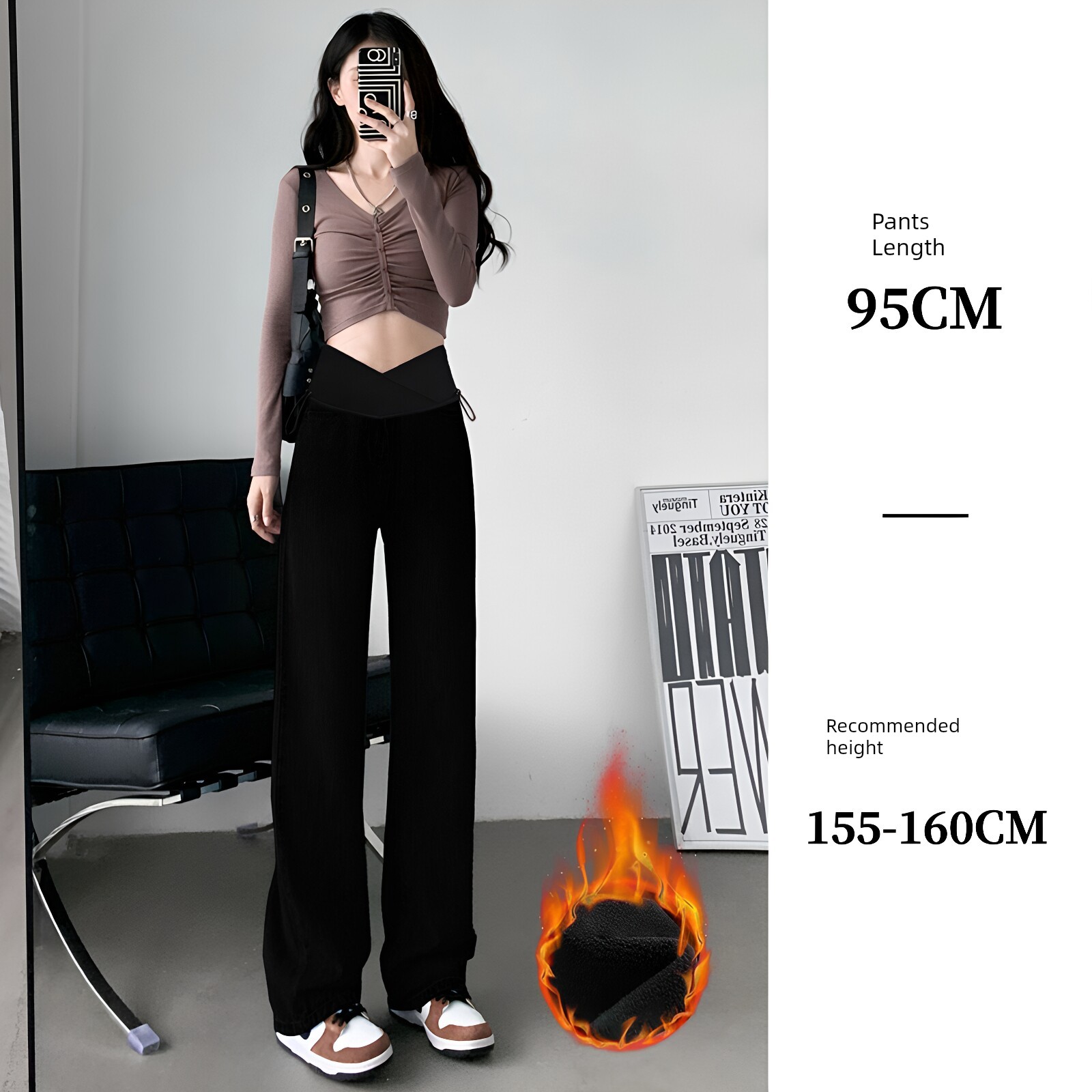 Maternity Pants for Autumn, Black Straight-Leg Pants for Outdoor Wear, 2026 New Style, Low-Waist, Non-Tight on the Belly, Summer Wide-Leg Pants, Autumn Wear — 3