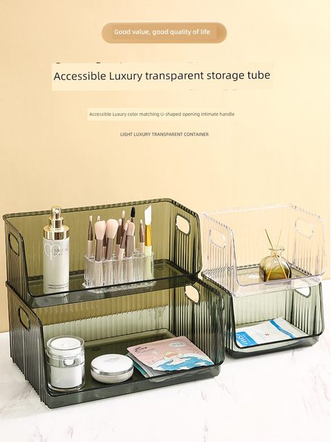 Light luxury desktop cosmetic storage box dormitory household mask skin care products jewelry acrylic large capacity storage basket