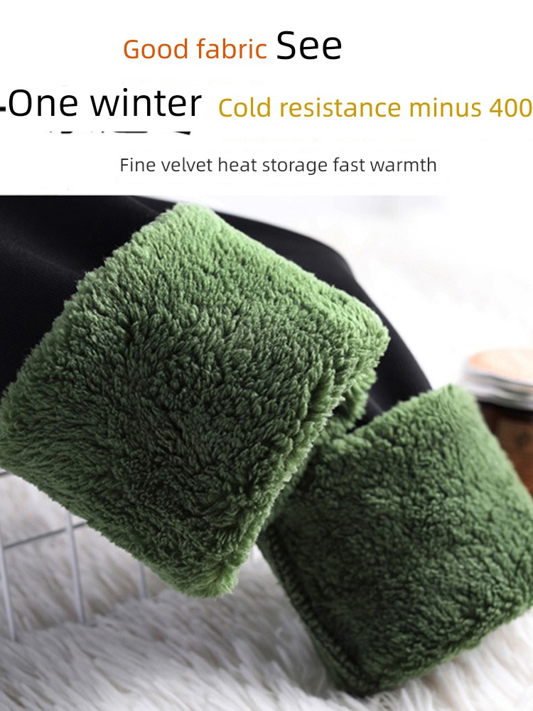 Autumn and winter Lamb cashmere thickening elastic force Self-cultivation Leggings