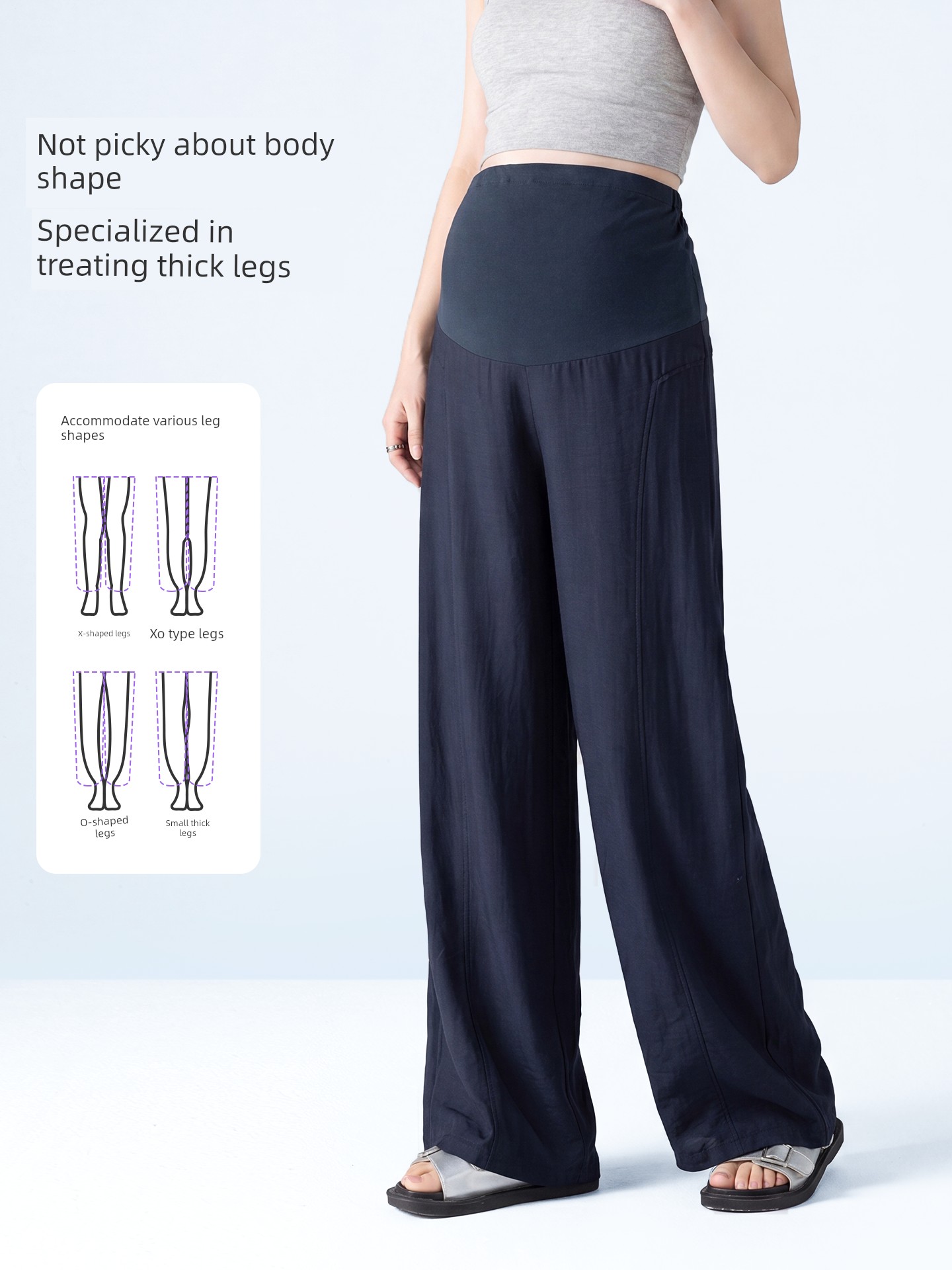 Jq Jingqi Maternity Pants for Spring and Summer, New Style Linen Thin Wide-Leg Pants That Don'T Tighten Around the Belly during Pregnancy — 3
