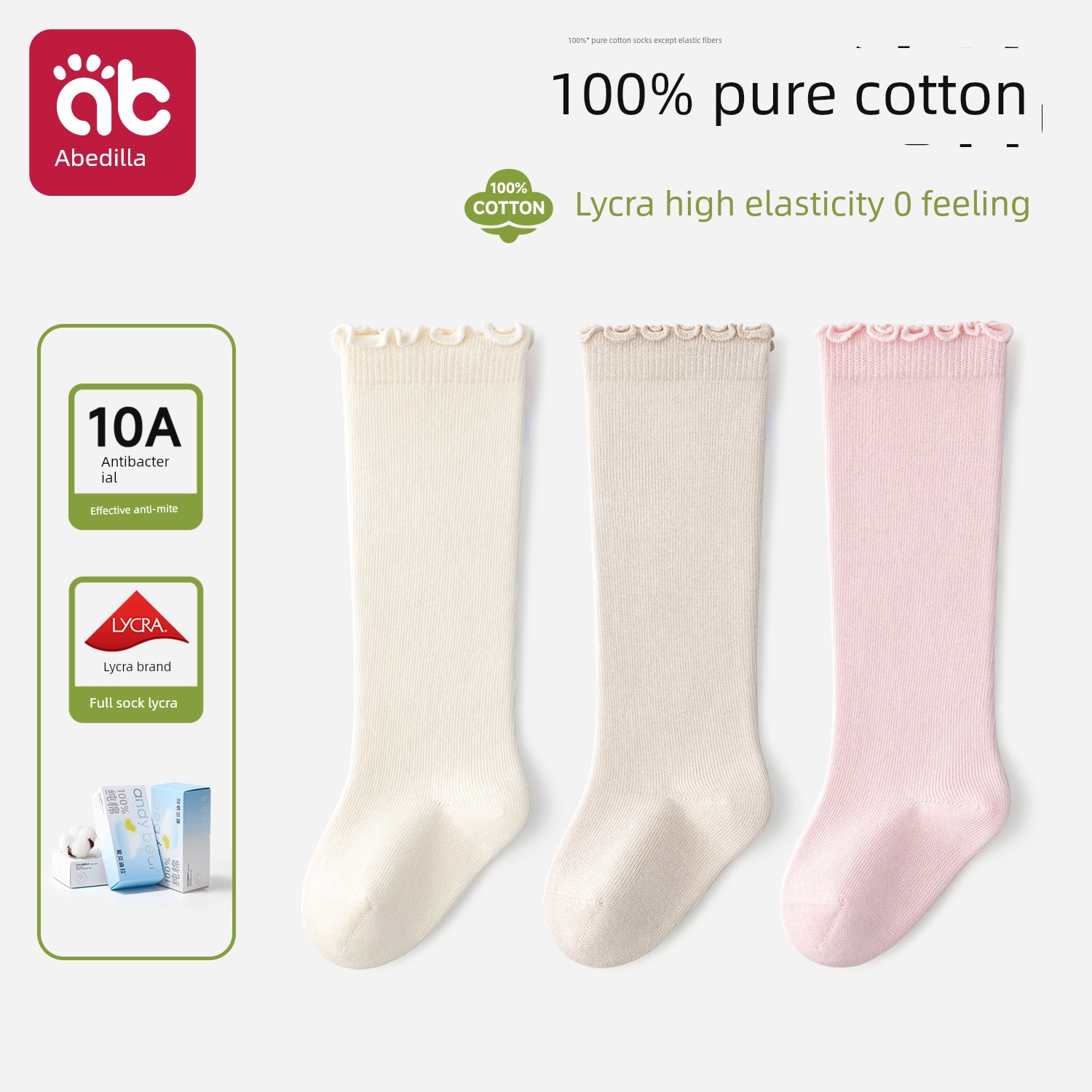Baby Long Socks for Spring and Autumn, Pure Cotton, for Newborns, Winter, Unisex, 0 to 3 Months Old, Over-The-Knee, Non-Binding on the Legs — 7