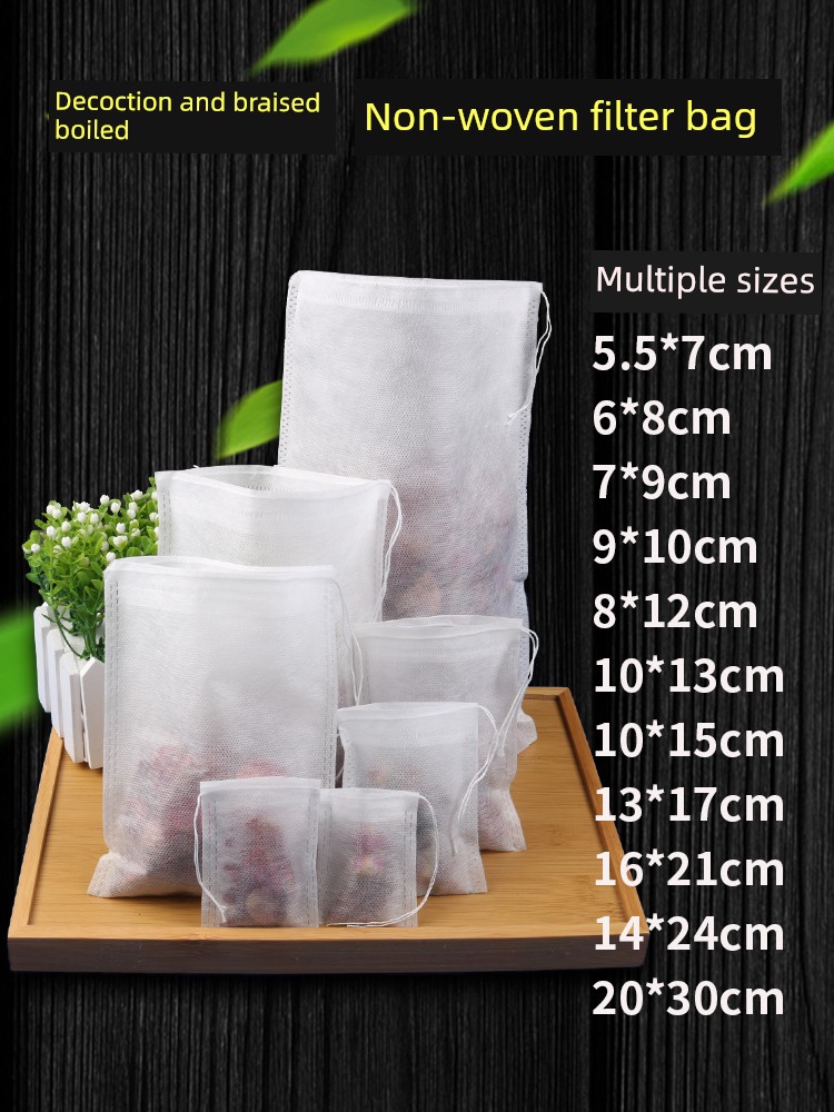 100 Teabag Non-Woven Fabrics Disposable Tea Bag Traditional Chinese Medicine Tisanes Bag Soup Bag Stew Ingredients Seasoning Filter Bag