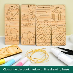 Intangible Cultural Heritage Handmade Cloisonné Enamel DIY Bookmark with Pre-Drawn Design and Pattern, Bamboo Bookmark,