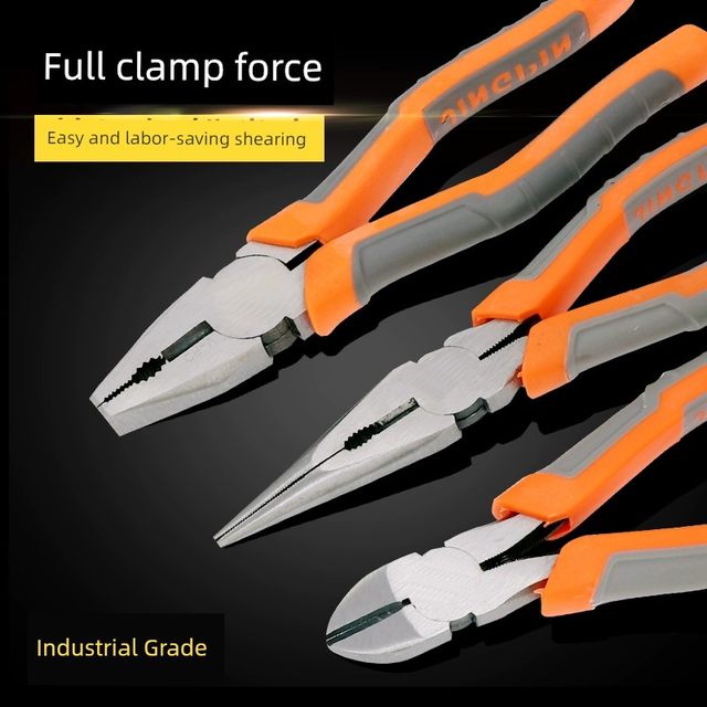 Vise 8-inch wire pliers 6-inch pointed nose pliers oblique nose pliers electrician wire stripper hardware tool wire cleat flat mouth pliers