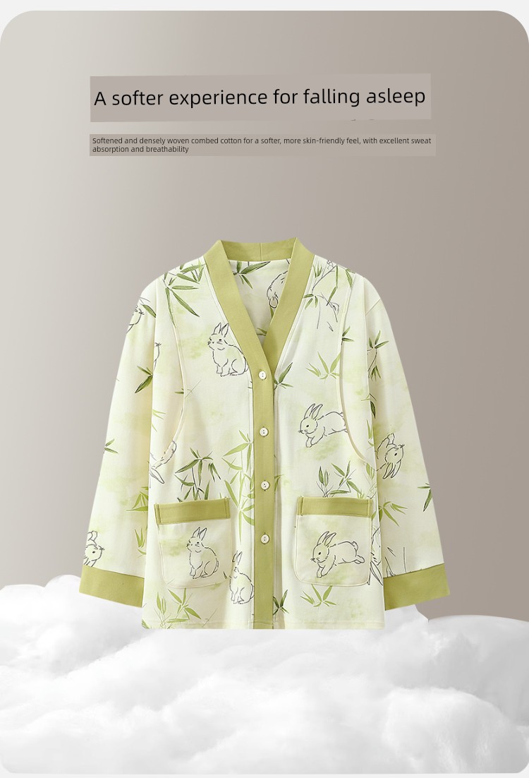 Pure Cotton Postpartum Clothing, Autumn and Winter Postpartum Nursing Pajamas for Women, Special for Breastfeeding, Spring and Autumn Maternity Home Wear, — 3