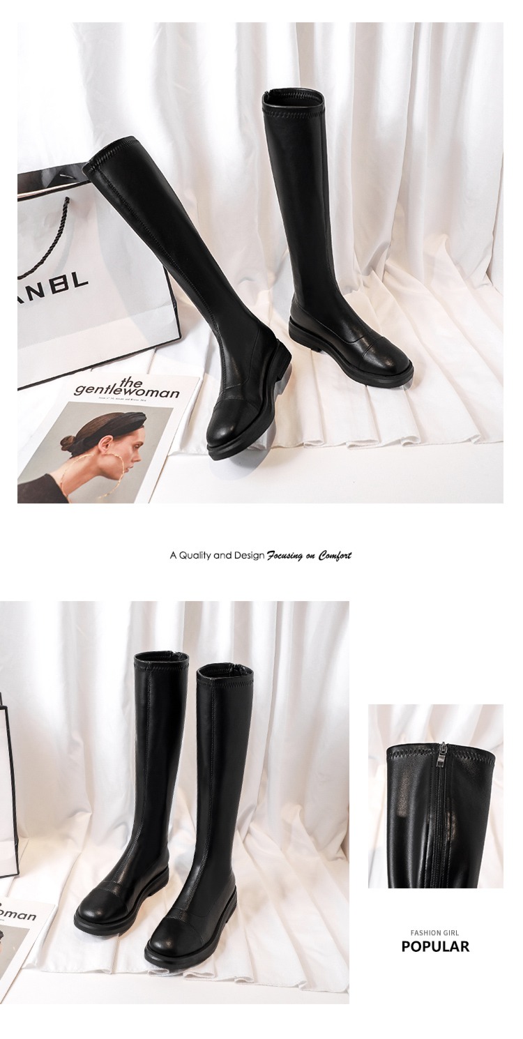 white Below the knee elastic force Show thin little chap Boots